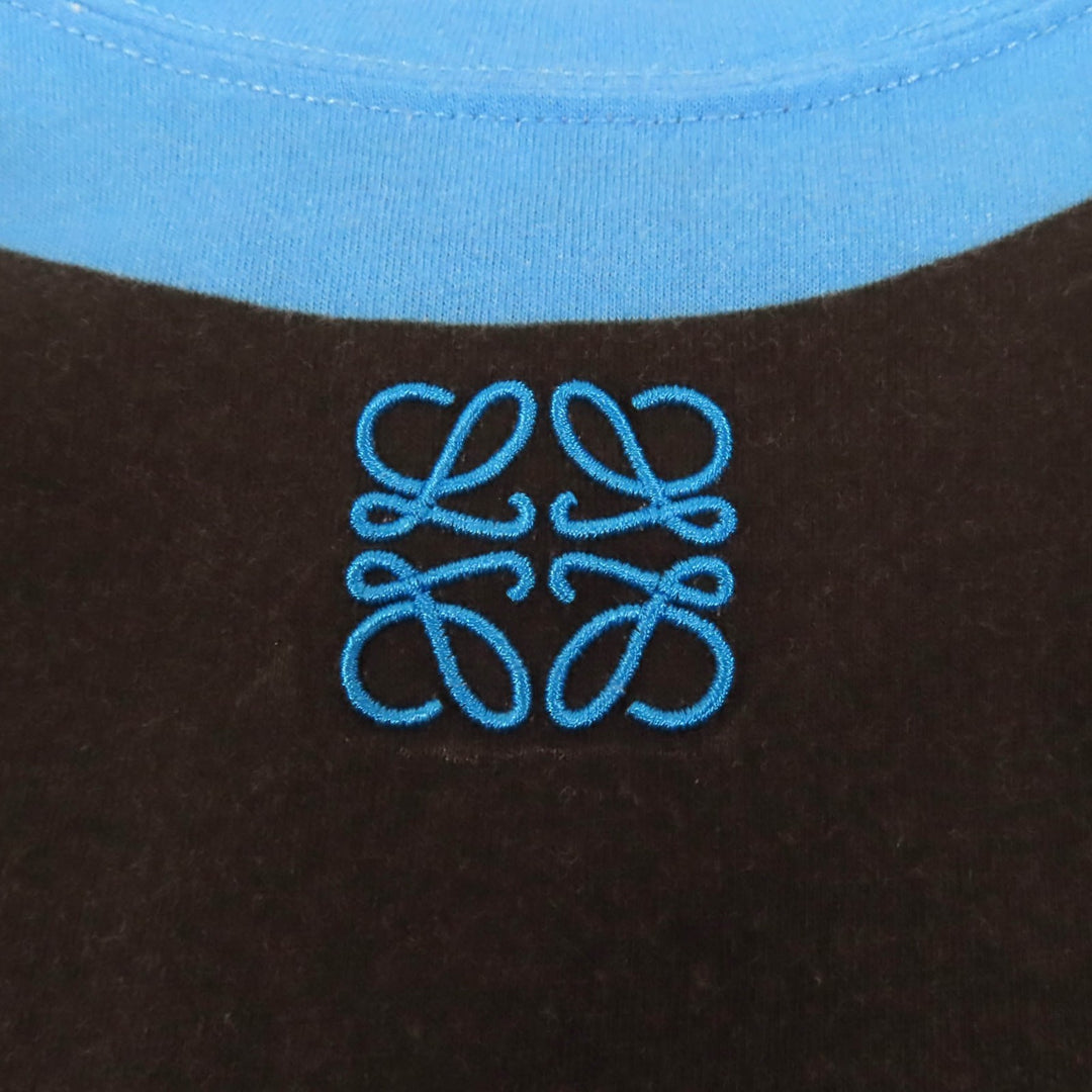 Great LOEWE Short sleeve T-shirt Black light blue cotton Women M S359Y22X45