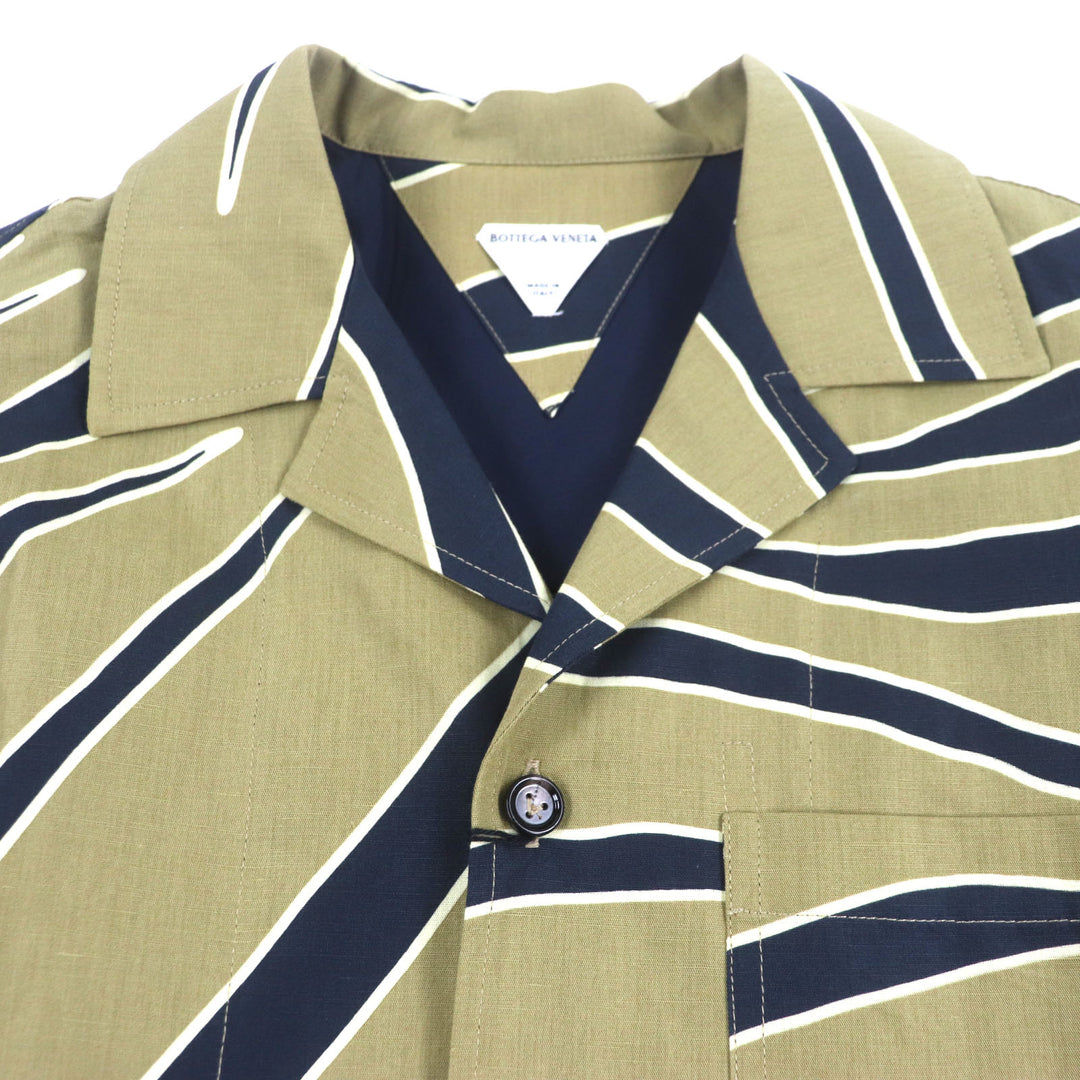 Pristine BOTTEGAVENETA Short sleeve shirt Overall handle Khaki Navy cotton mens