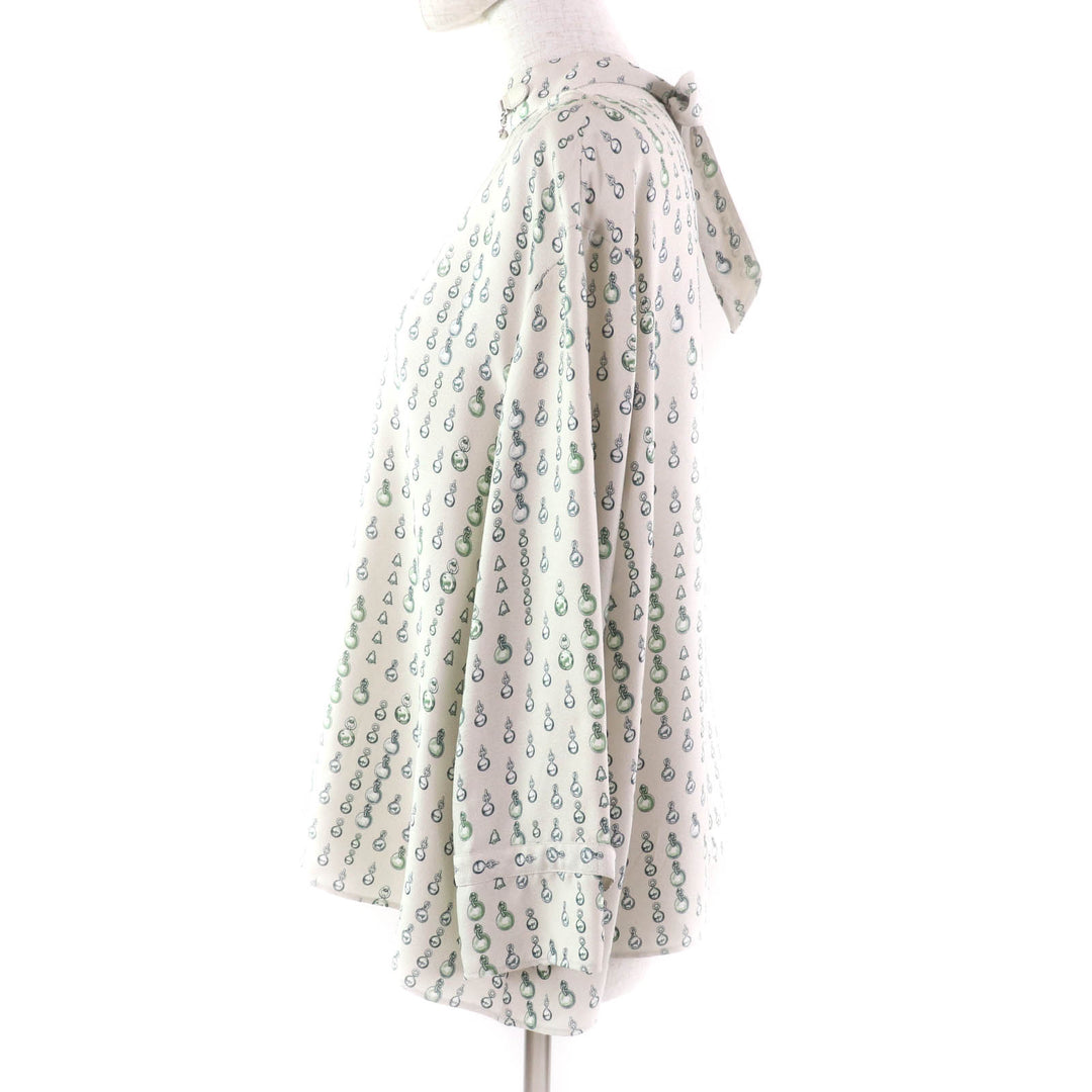 Excellent HERMES tops Beige green silk Women 38 2H0619DN