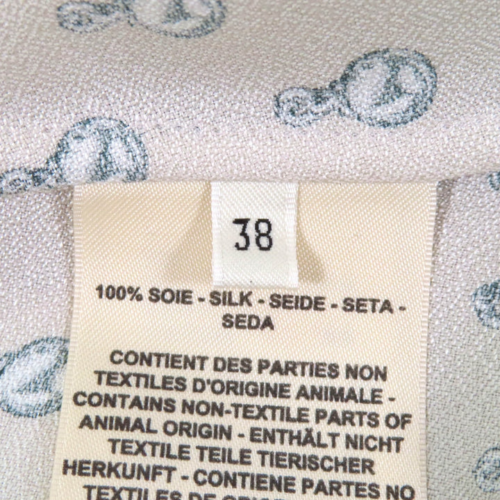 Excellent HERMES tops Beige green silk Women 38 2H0619DN