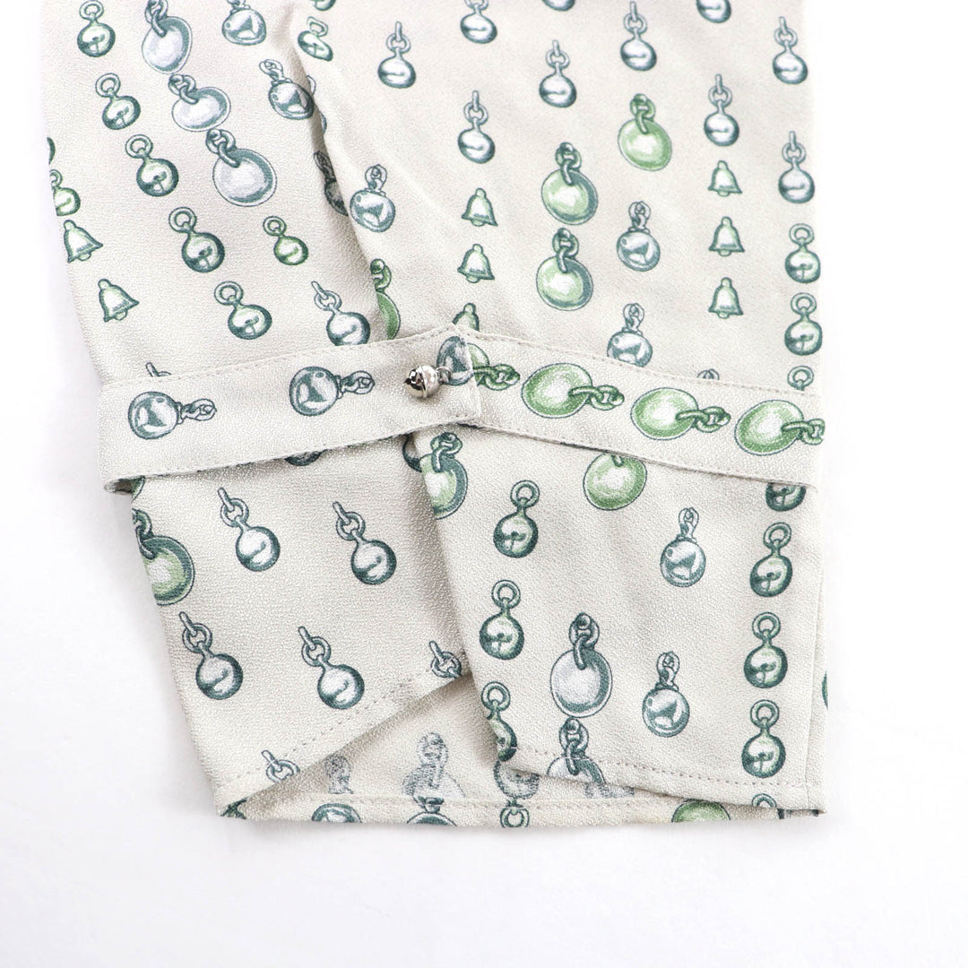 Excellent HERMES tops Beige green silk Women 38 2H0619DN
