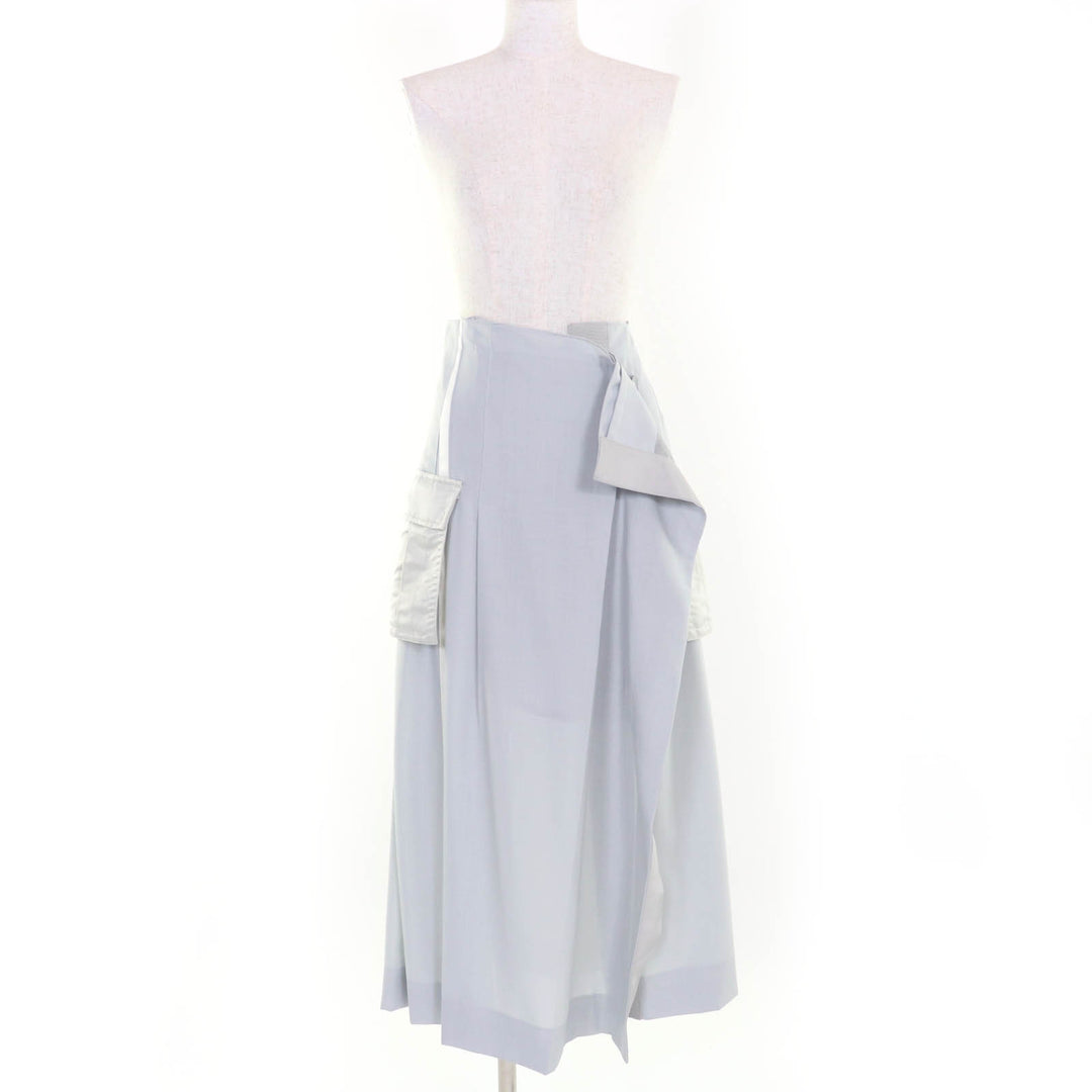 Excellent Sacai skirt Suiting Mix Skirt Long Length Design Light gray Women 2 22-05899