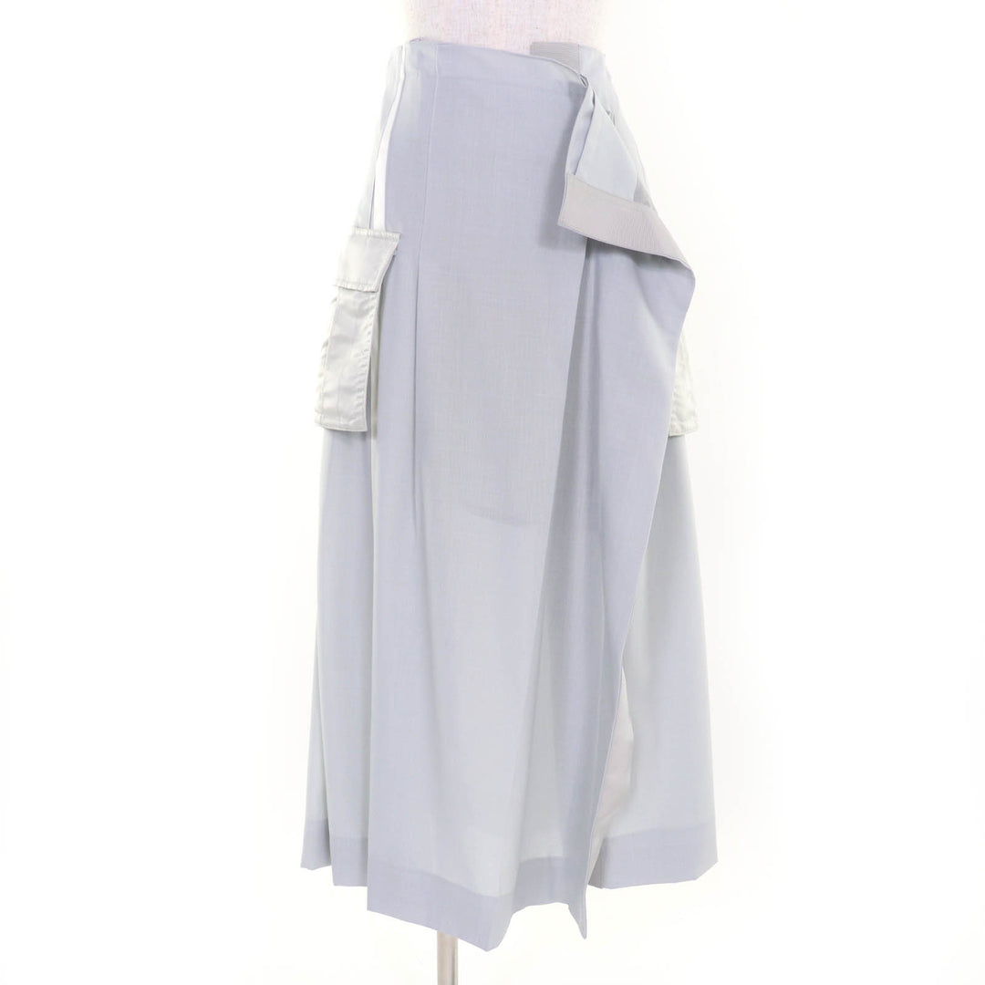 Excellent Sacai skirt Suiting Mix Skirt Long Length Design Light gray Women 2 22-05899