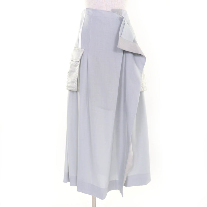 Excellent Sacai skirt Suiting Mix Skirt Long Length Design Light gray Women 2 22-05899