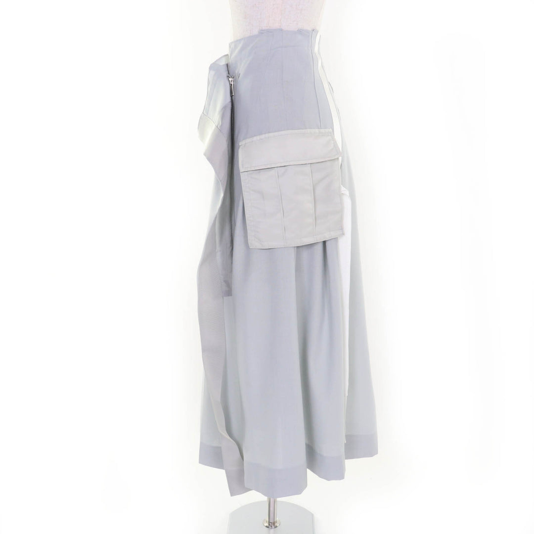 Excellent Sacai skirt Suiting Mix Skirt Long Length Design Light gray Women 2 22-05899