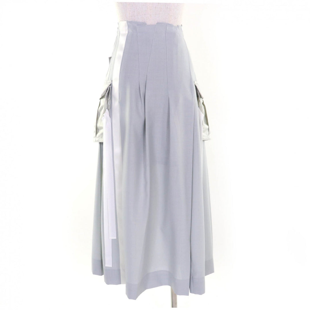 Excellent Sacai skirt Suiting Mix Skirt Long Length Design Light gray Women 2 22-05899