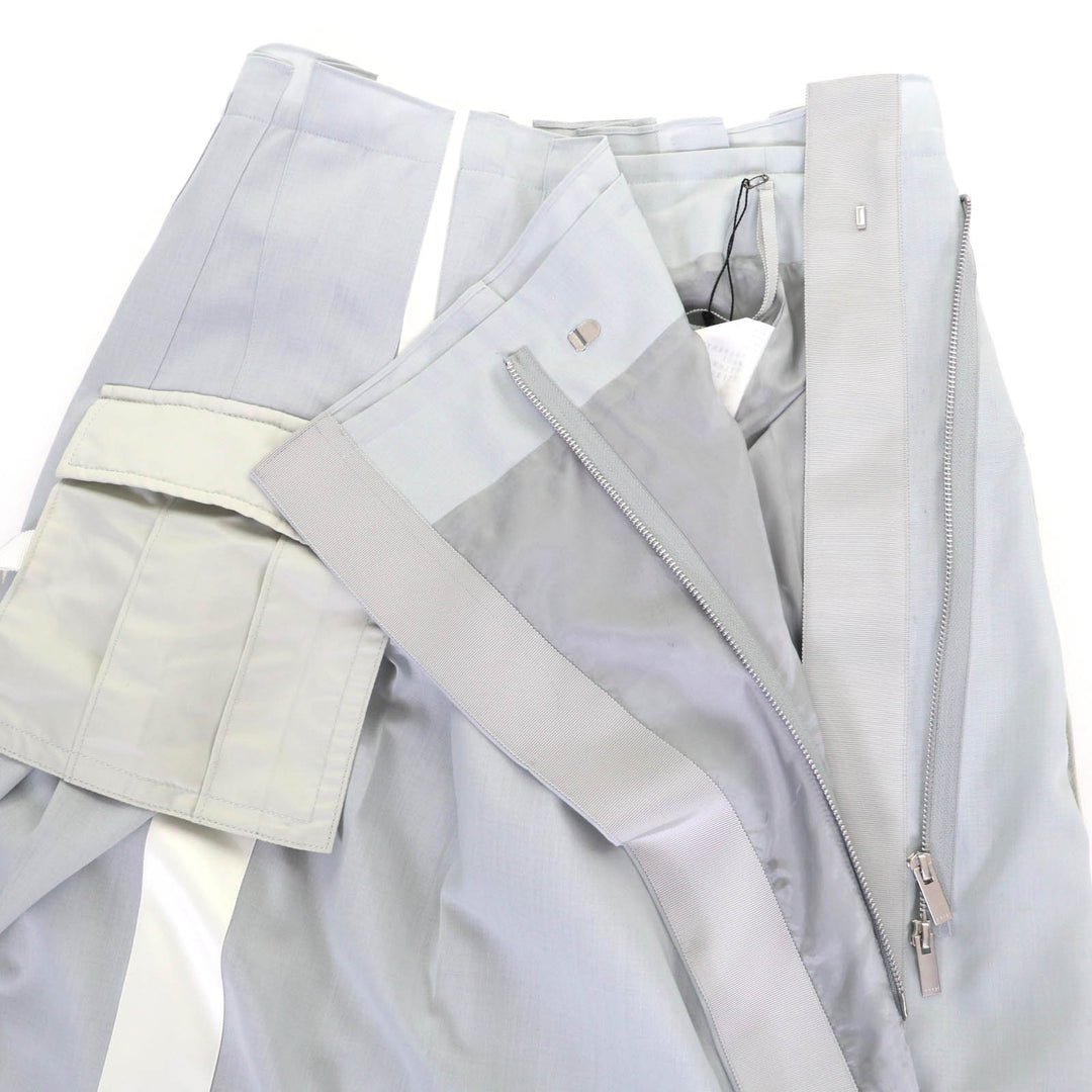 Excellent Sacai skirt Suiting Mix Skirt Long Length Design Light gray Women 2 22-05899