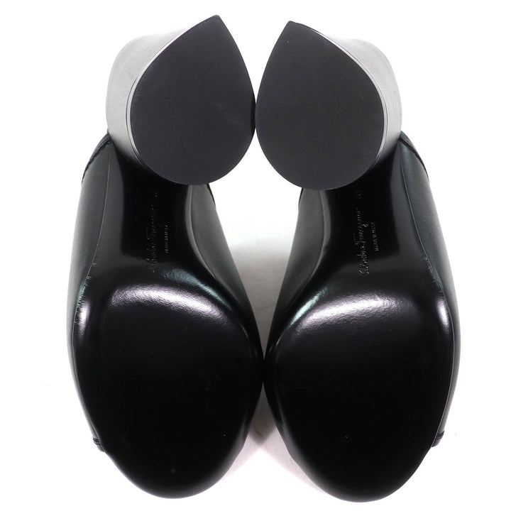 Excellent Salvatore Ferragamo Sandals with chunky heels black leather Women 6