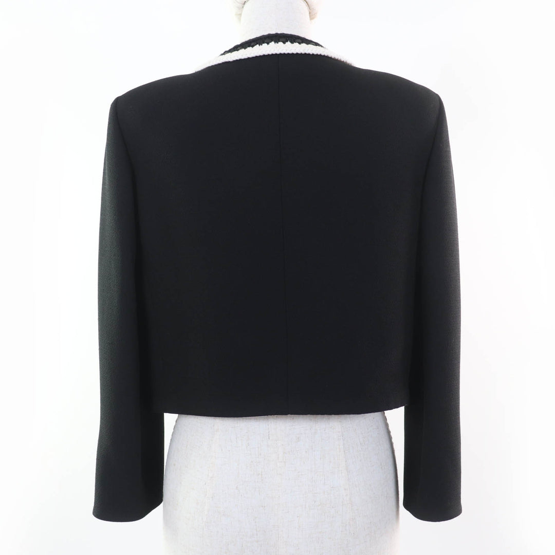 CHANEL Jacket Rhinestone COCO Mark Button No Collar silk 36 22C P71865V63363