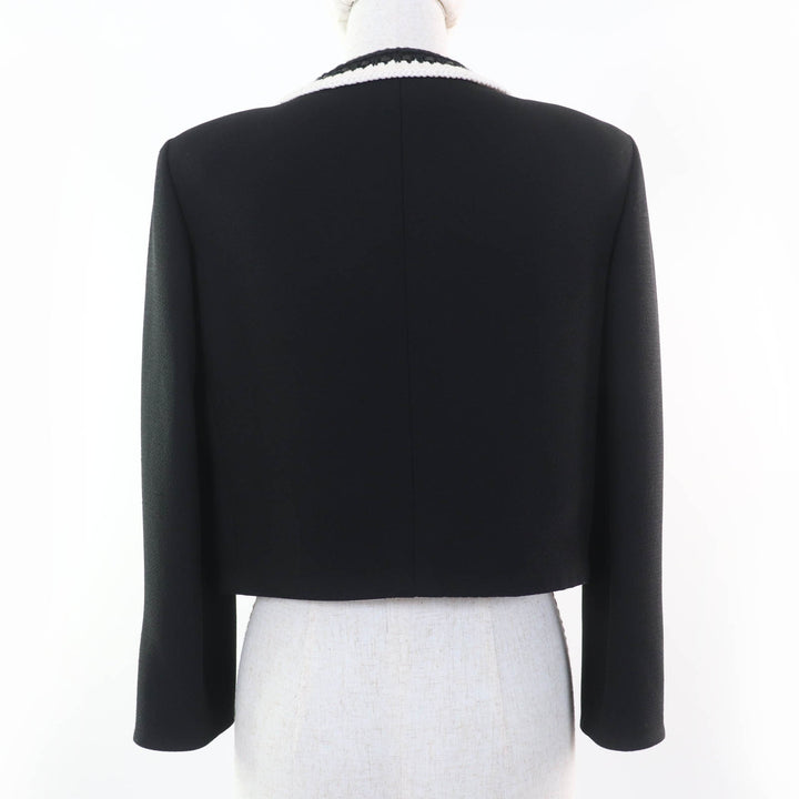 CHANEL Jacket Rhinestone COCO Mark Button No Collar silk 36 22C P71865V63363
