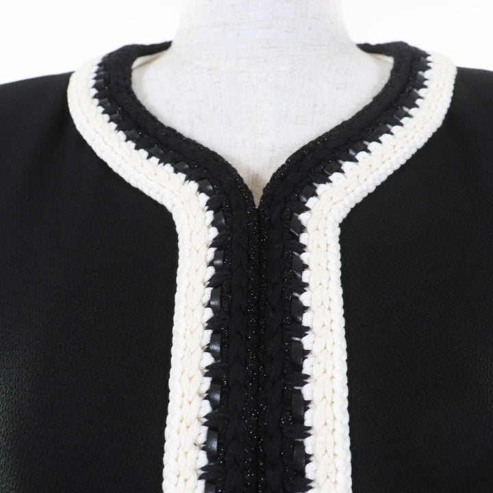 CHANEL Jacket Rhinestone COCO Mark Button No Collar silk 36 22C P71865V63363
