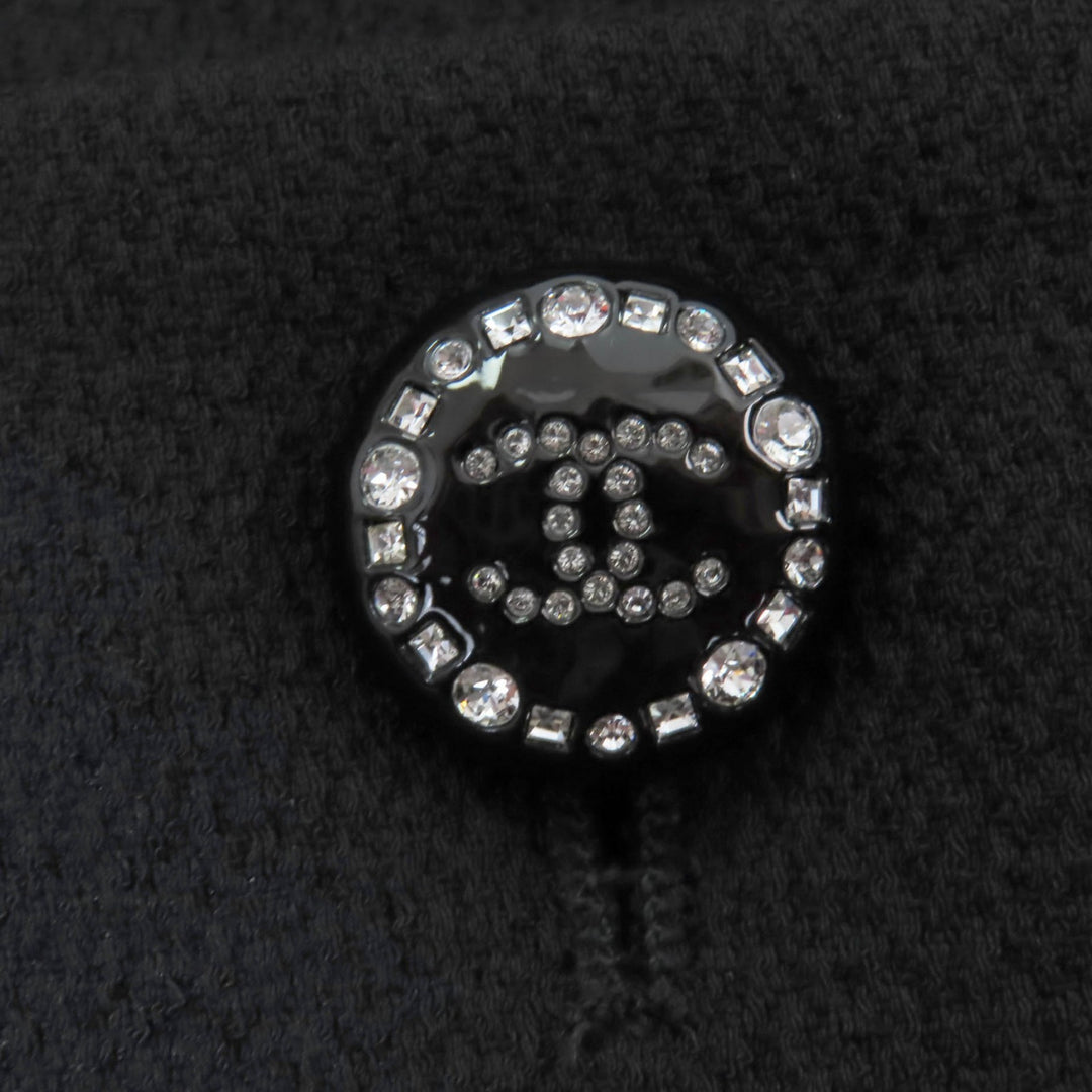 CHANEL Jacket Rhinestone COCO Mark Button No Collar silk 36 22C P71865V63363