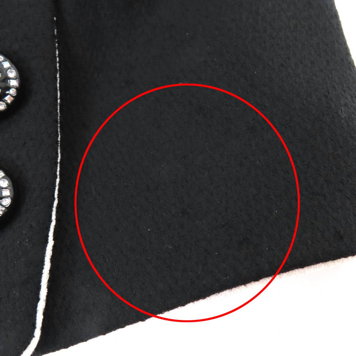 CHANEL Jacket Rhinestone COCO Mark Button No Collar silk 36 22C P71865V63363
