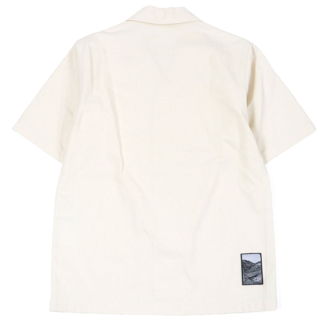 Excellent JIL SANDER+ Short sleeve shirt Herringbone Patch Ivory cotton mens 44