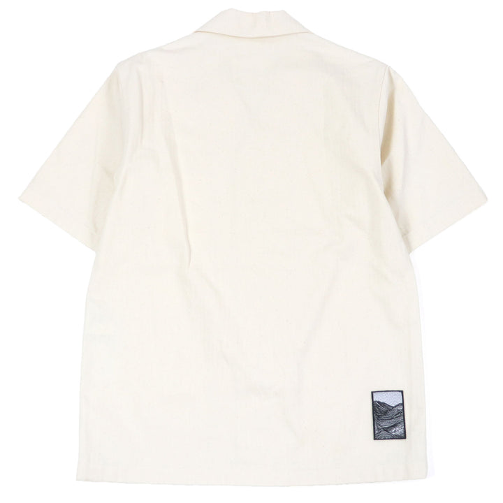 Excellent JIL SANDER+ Short sleeve shirt Herringbone Patch Ivory cotton mens 44