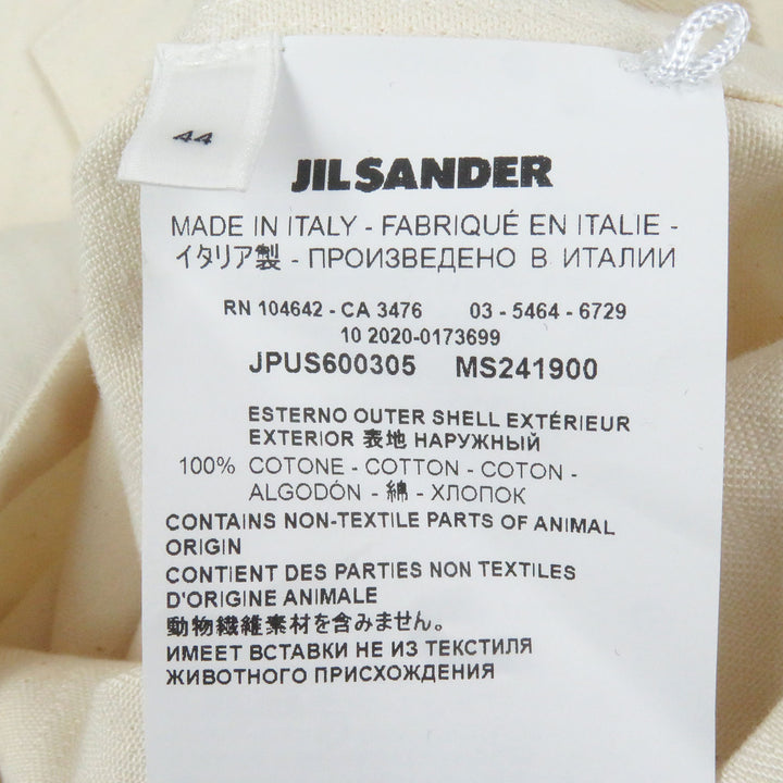 Excellent JIL SANDER+ Short sleeve shirt Herringbone Patch Ivory cotton mens 44