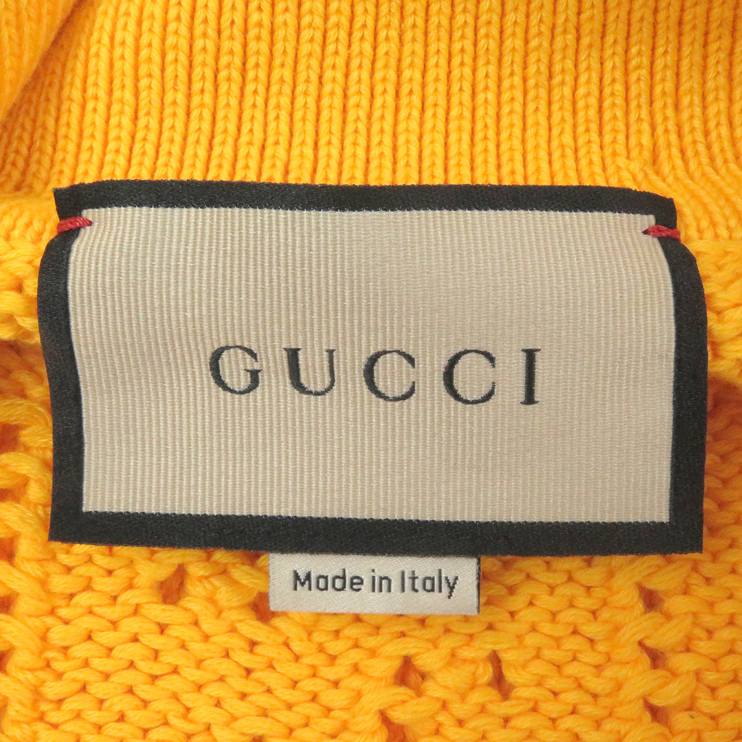 Excellent GUCCI knit Perforated GG Webline sweater yellow cotton mens S 737654