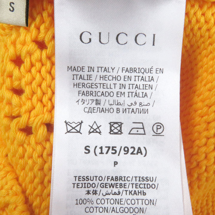 Excellent GUCCI knit Perforated GG Webline sweater yellow cotton mens S 737654