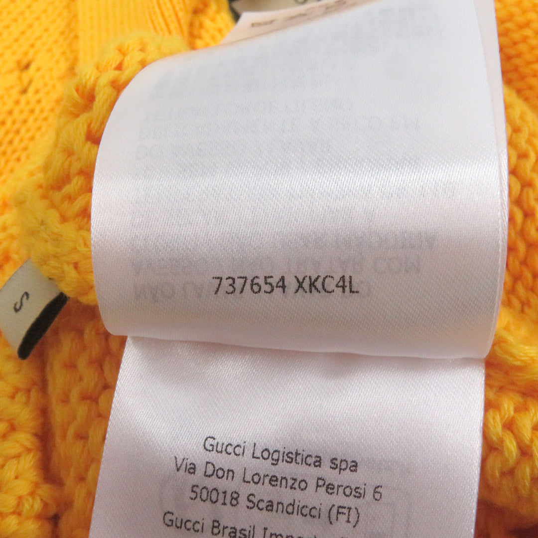Excellent GUCCI knit Perforated GG Webline sweater yellow cotton mens S 737654
