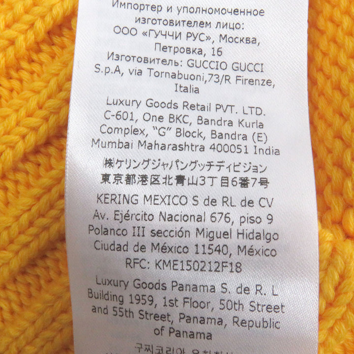 Excellent GUCCI knit Perforated GG Webline sweater yellow cotton mens S 737654