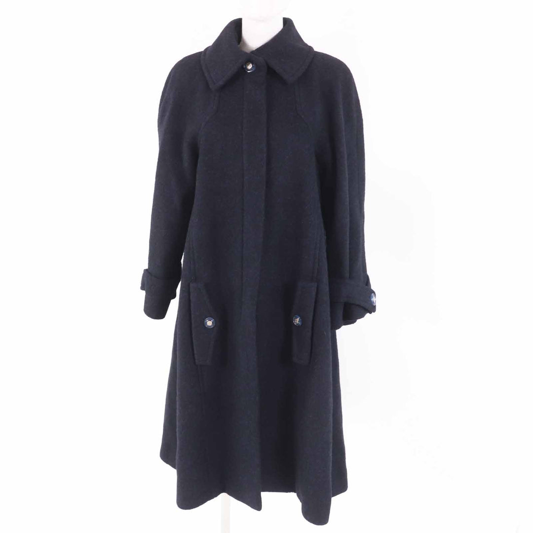 CHANEL coat With COCO Mark button Dark navy alpaca Women 38 P62024