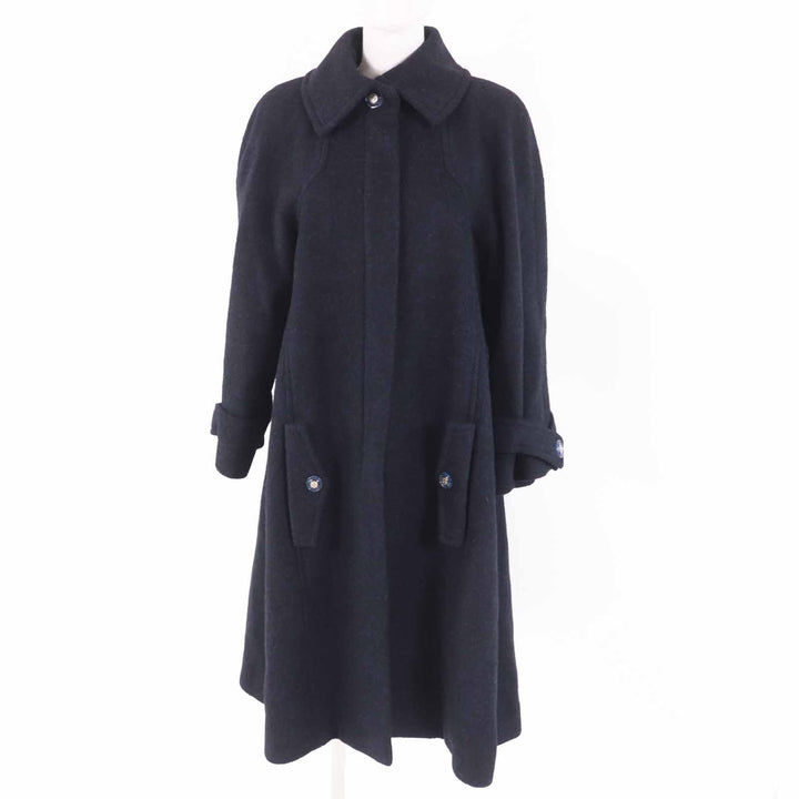 CHANEL coat With COCO Mark button Dark navy alpaca Women 38 P62024