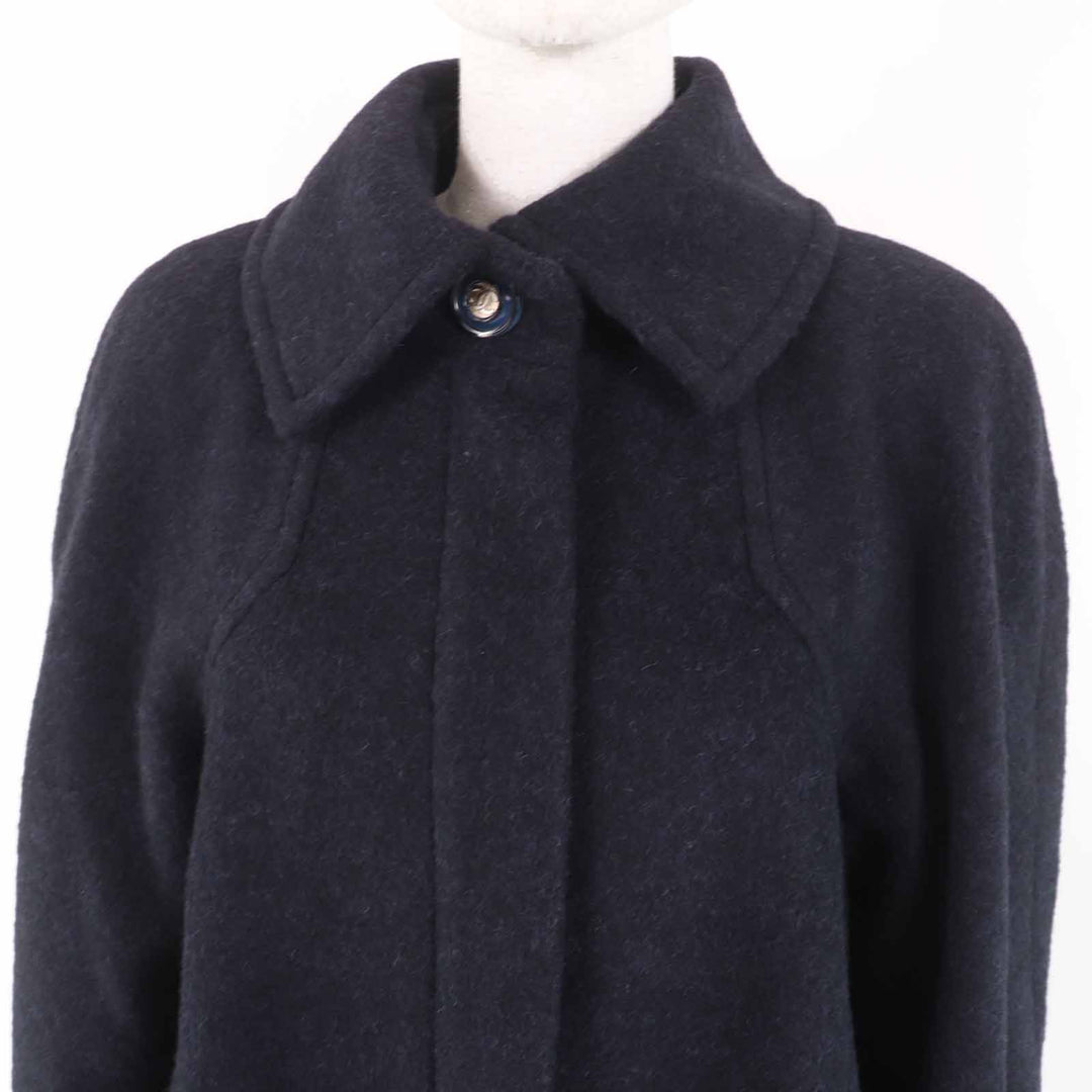 Excellent CHANEL coat Dark navy alpaca Women 38 P62024