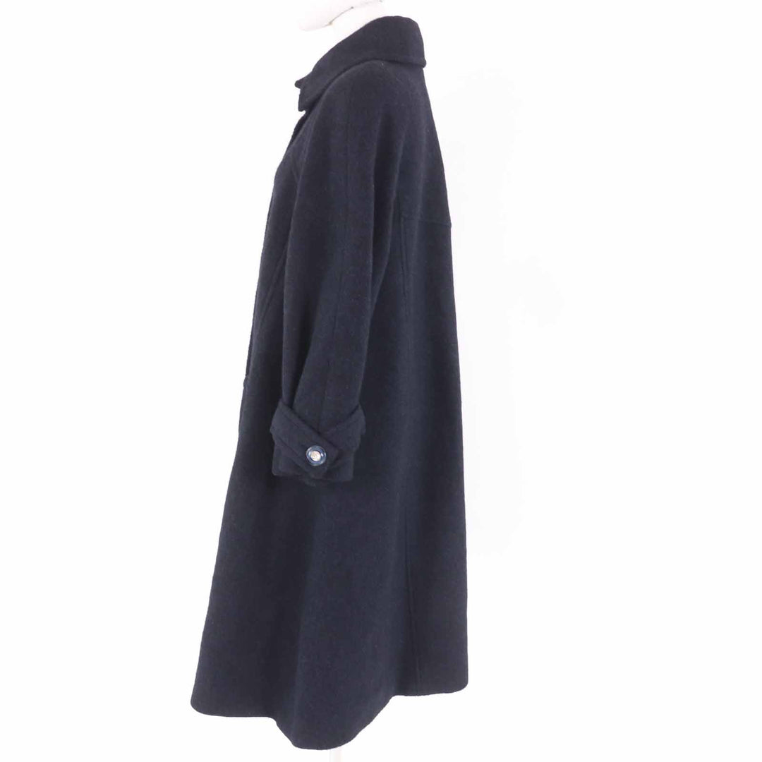CHANEL coat With COCO Mark button Dark navy alpaca Women 38 P62024