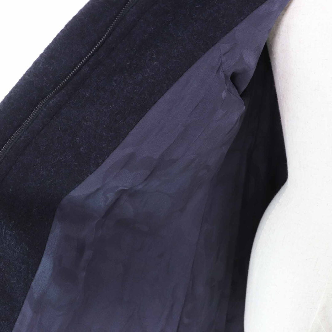 Excellent CHANEL coat Dark navy alpaca Women 38 P62024