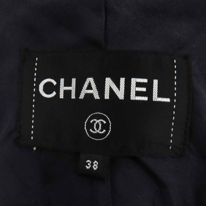 Excellent CHANEL coat Dark navy alpaca Women 38 P62024