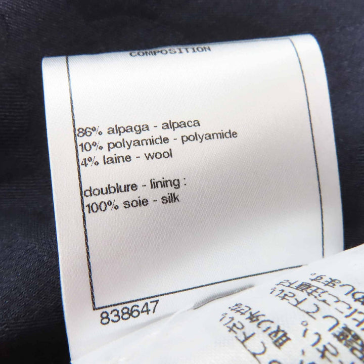 Excellent CHANEL coat Dark navy alpaca Women 38 P62024