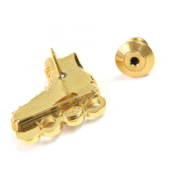 Excellent CHANEL Brooch Roller Skates COCO Fake Pearl COCO Mark Rhinestone gold