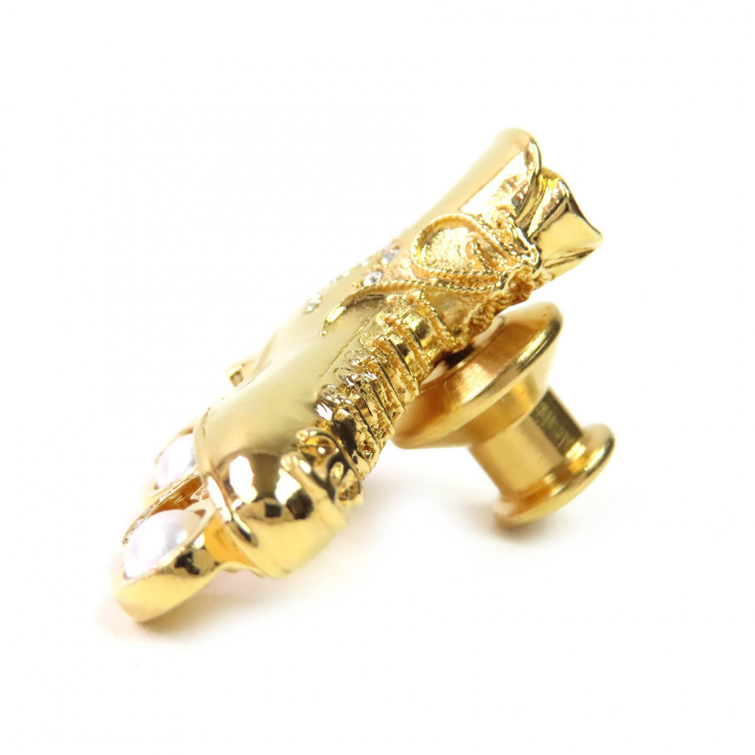Excellent CHANEL Brooch Roller Skates COCO Fake Pearl COCO Mark Rhinestone gold