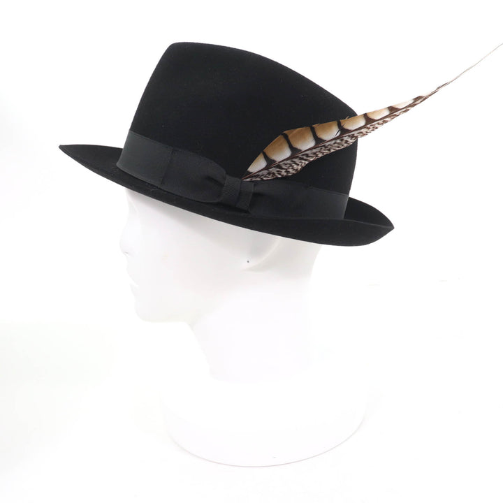 Excellent RALPH LAURENPURPLE LABEL hat FEDORA WITH SIBGLE FEATHER PHILIP TREACY Women F