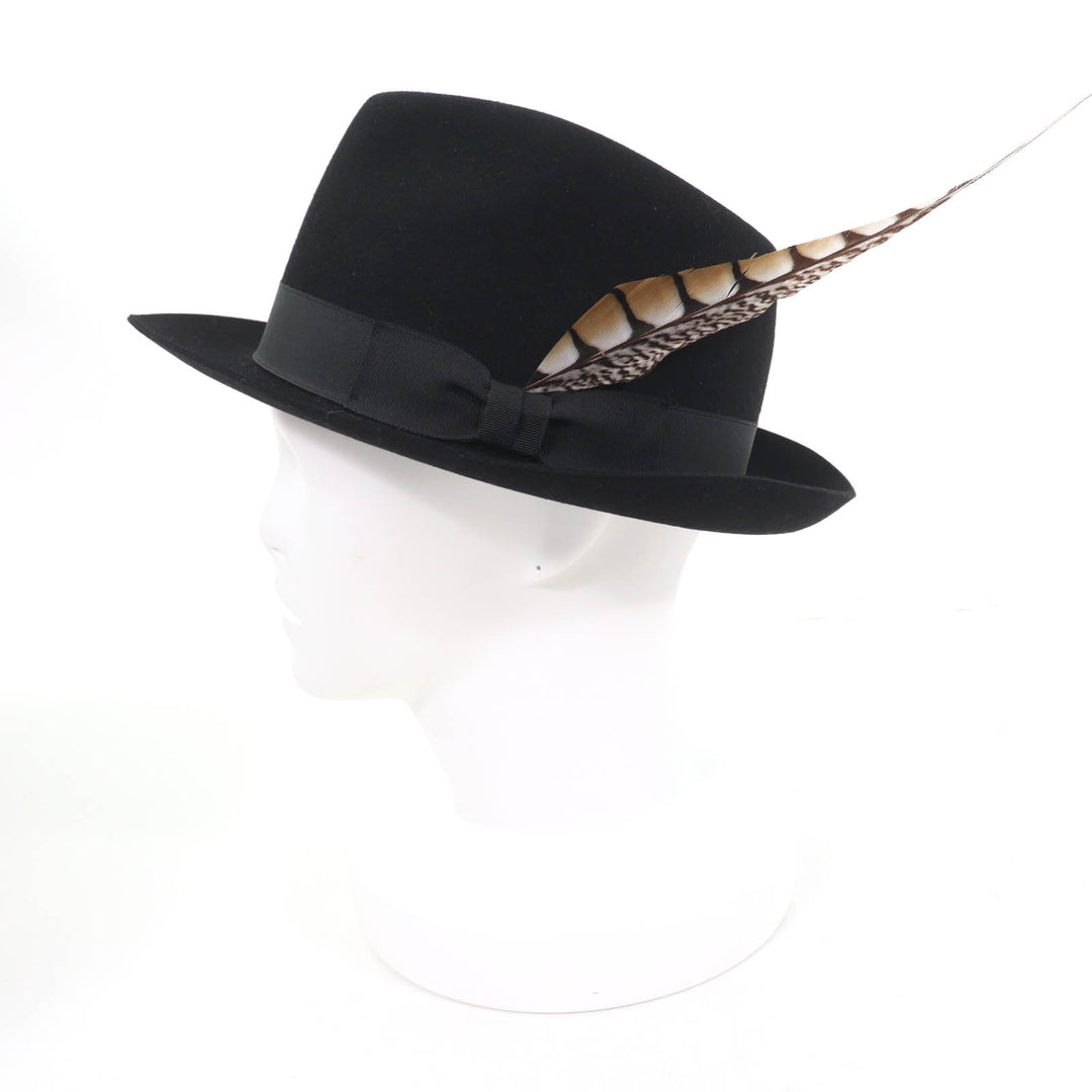Excellent RALPH LAURENPURPLE LABEL hat FEDORA WITH SIBGLE FEATHER PHILIP