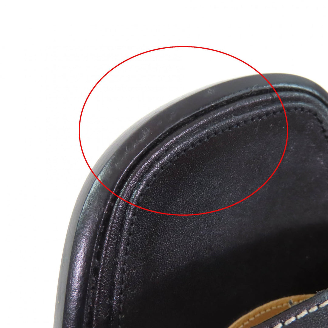 Excellent HERMES Sandals Ankle strap with API Metal black leather Women 35.5