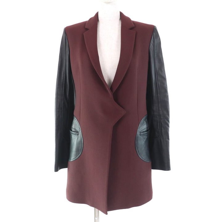 Pristine VERSUS VERSACE Jacket Leather sleeves, long Bordeaux Black polyester Women 40