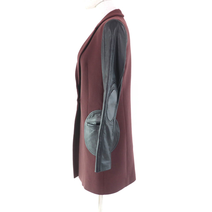 Pristine VERSUS VERSACE Jacket Leather sleeves, long Bordeaux Black polyester Women 40