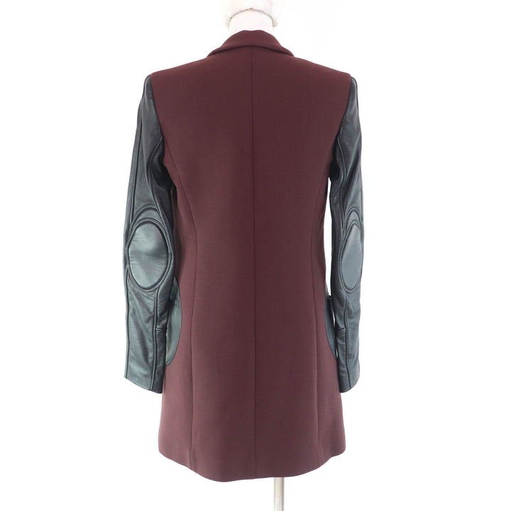 Pristine VERSUS VERSACE Jacket Leather sleeves, long Bordeaux Black polyester Women 40