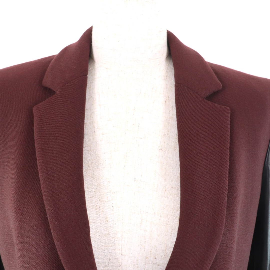 Pristine VERSUS VERSACE Jacket Leather sleeves, long Bordeaux Black polyester Women 40