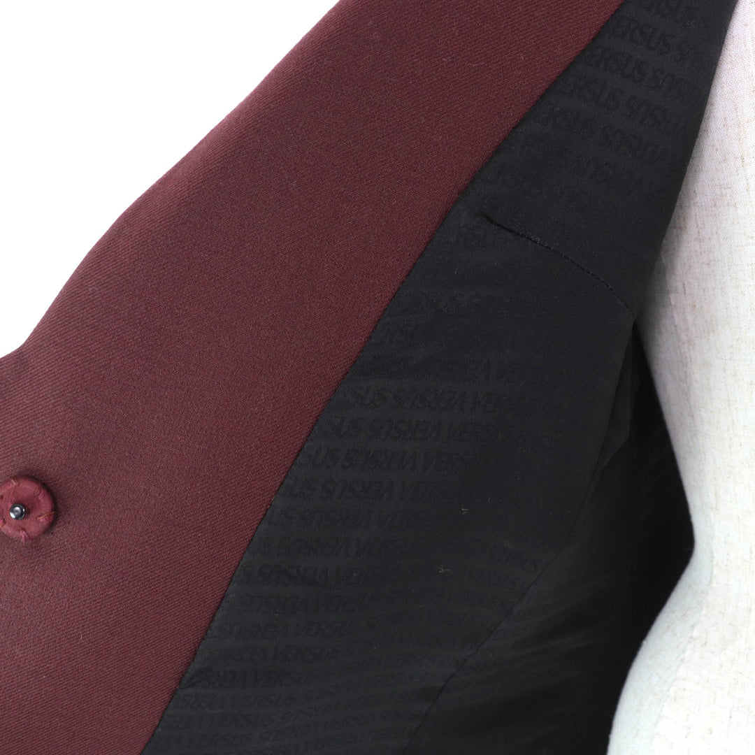 Pristine VERSUS VERSACE Jacket Leather sleeves, long Bordeaux Black polyester Women 40