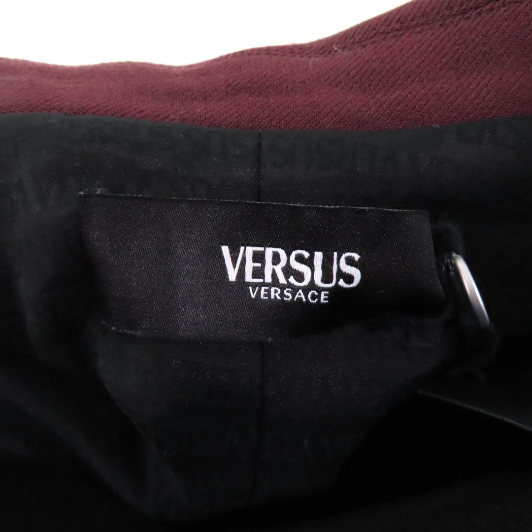 Pristine VERSUS VERSACE Jacket Leather sleeves, long Bordeaux Black polyester Women 40