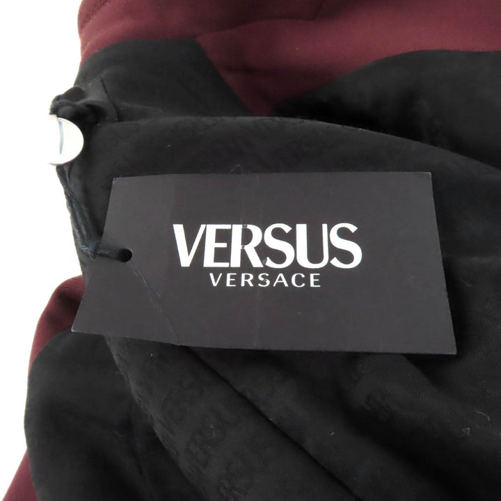Pristine VERSUS VERSACE Jacket Leather sleeves, long Bordeaux Black polyester Women 40