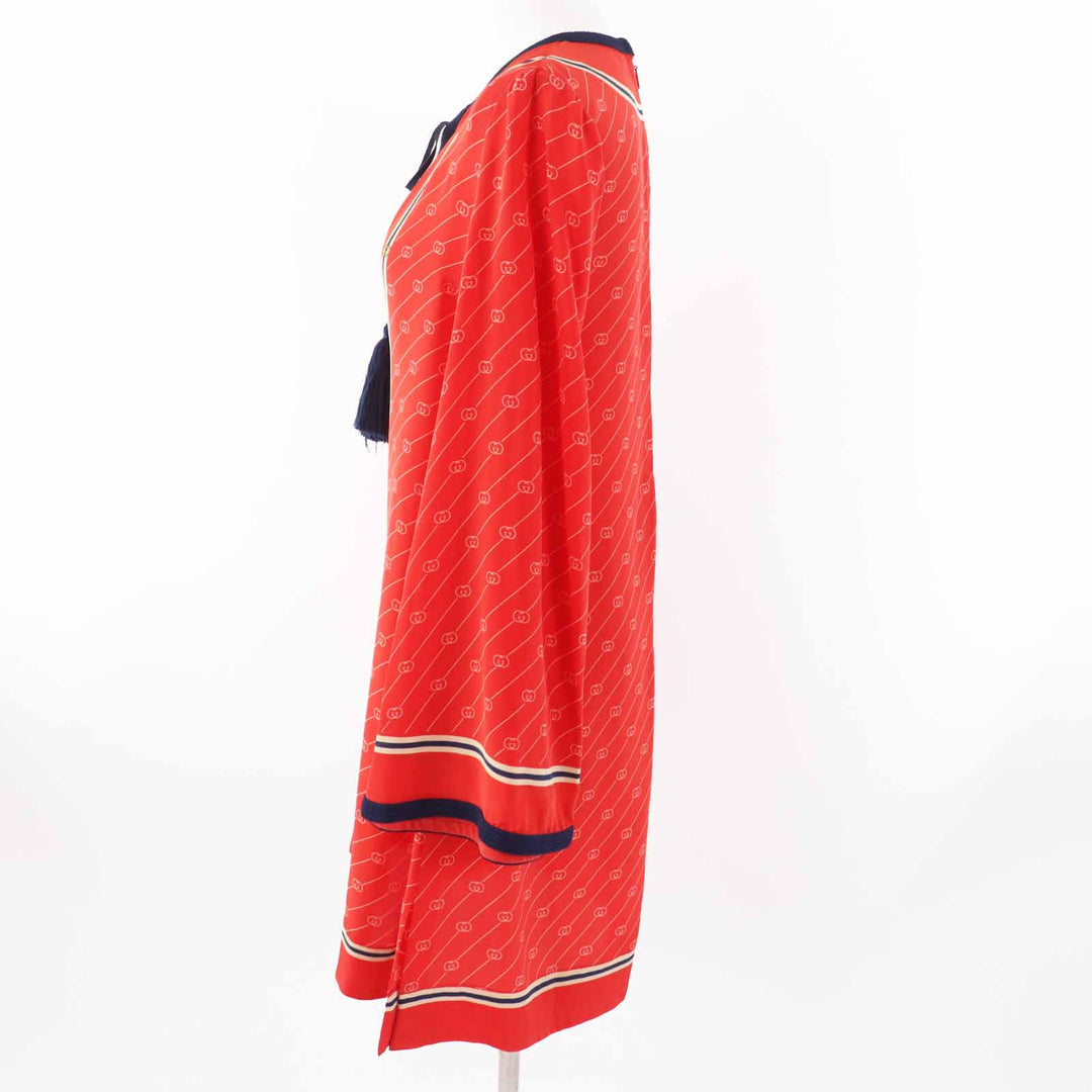 Great GUCCI one piece GG diagonal flared sleeve tunic silk Women 36 661958