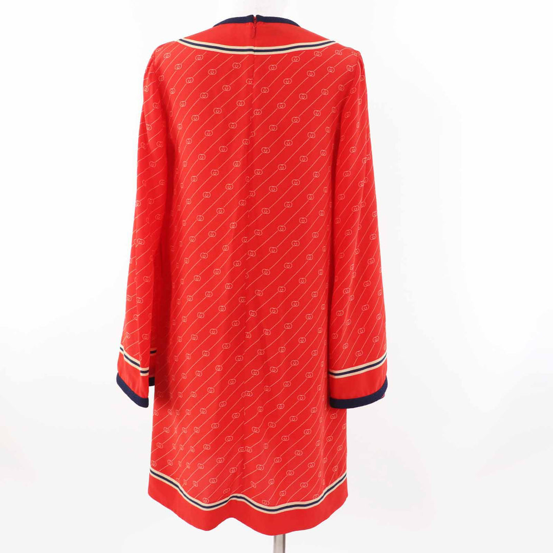 Great GUCCI one piece GG diagonal flared sleeve tunic silk Women 36 661958