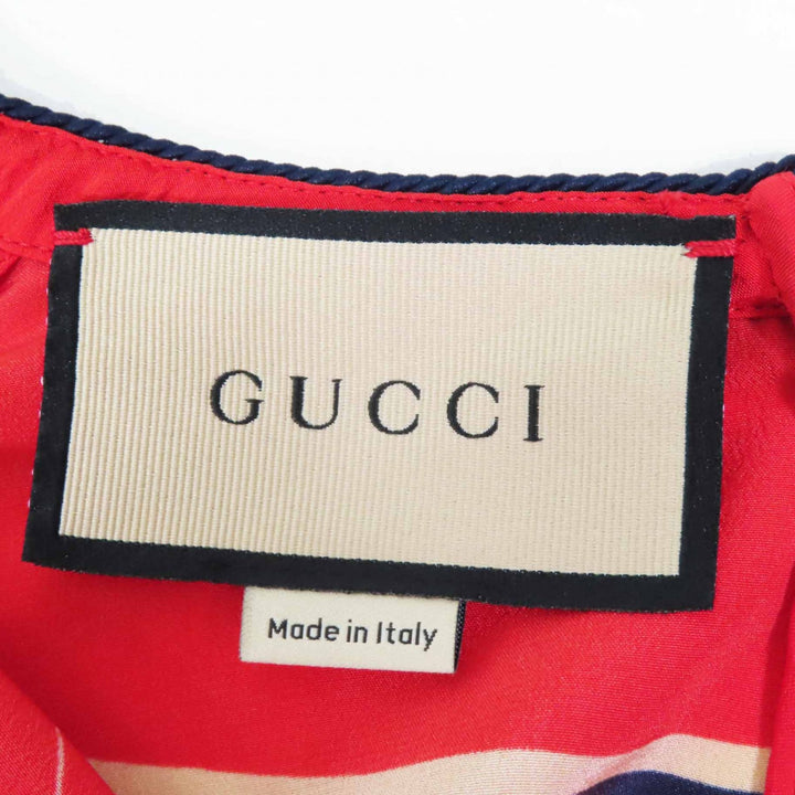 Great GUCCI one piece GG diagonal flared sleeve tunic silk Women 36 661958