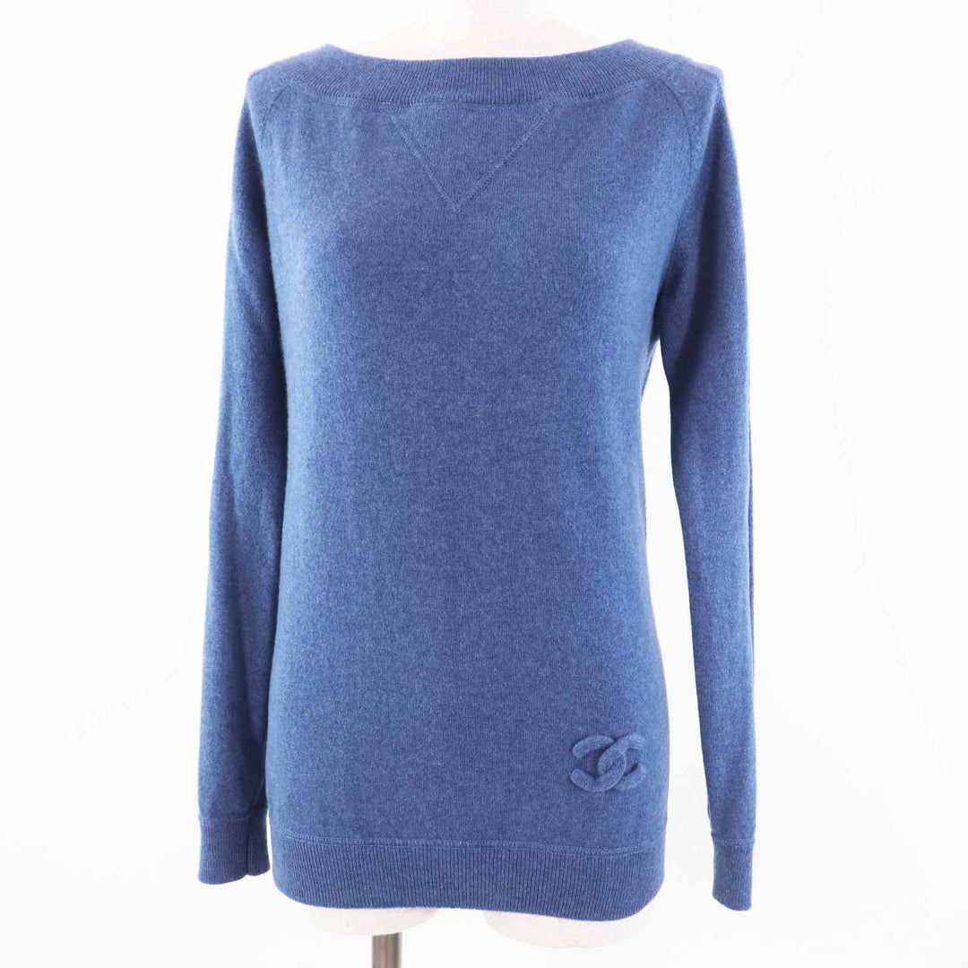 CHANEL knit Long sleeves with COCO Mark motif at hem cashmere Women 34 P48050