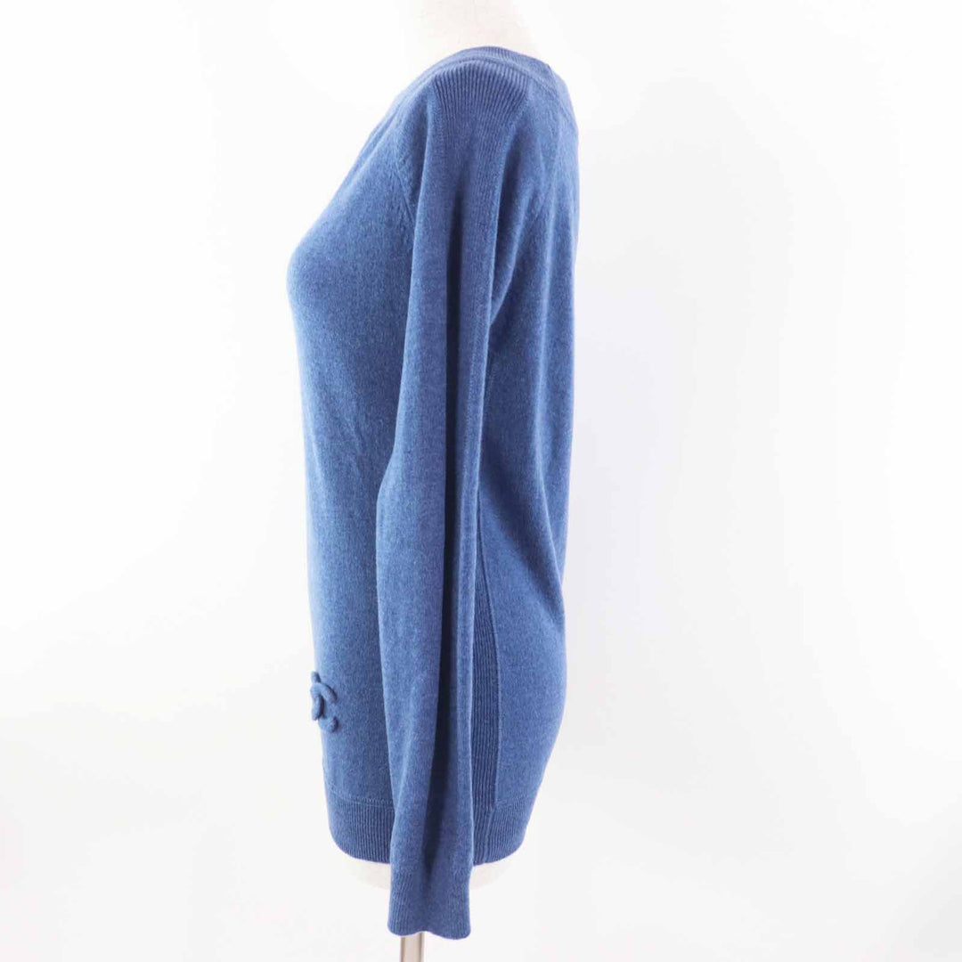 CHANEL knit Long sleeves with COCO Mark motif at hem cashmere Women 34 P48050