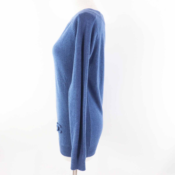 CHANEL knit Long sleeves with COCO Mark motif at hem cashmere Women 34 P48050