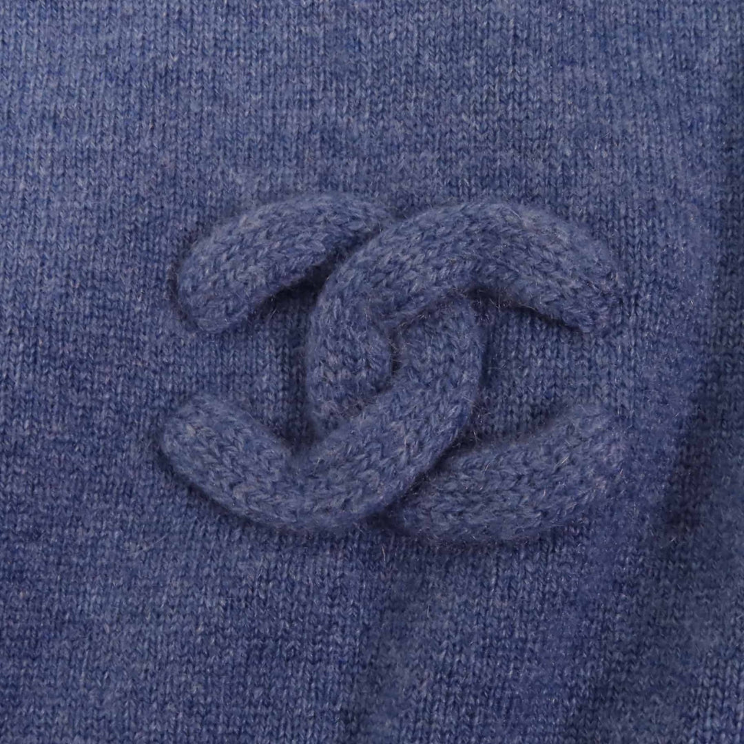 CHANEL knit Long sleeves with COCO Mark motif at hem cashmere Women 34 P48050